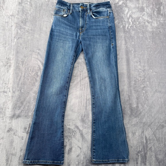 FRAME Denim - FRAME Le Crop Mini Boot Jeans Womens 24 Blue Medium Wash High Rise Denim